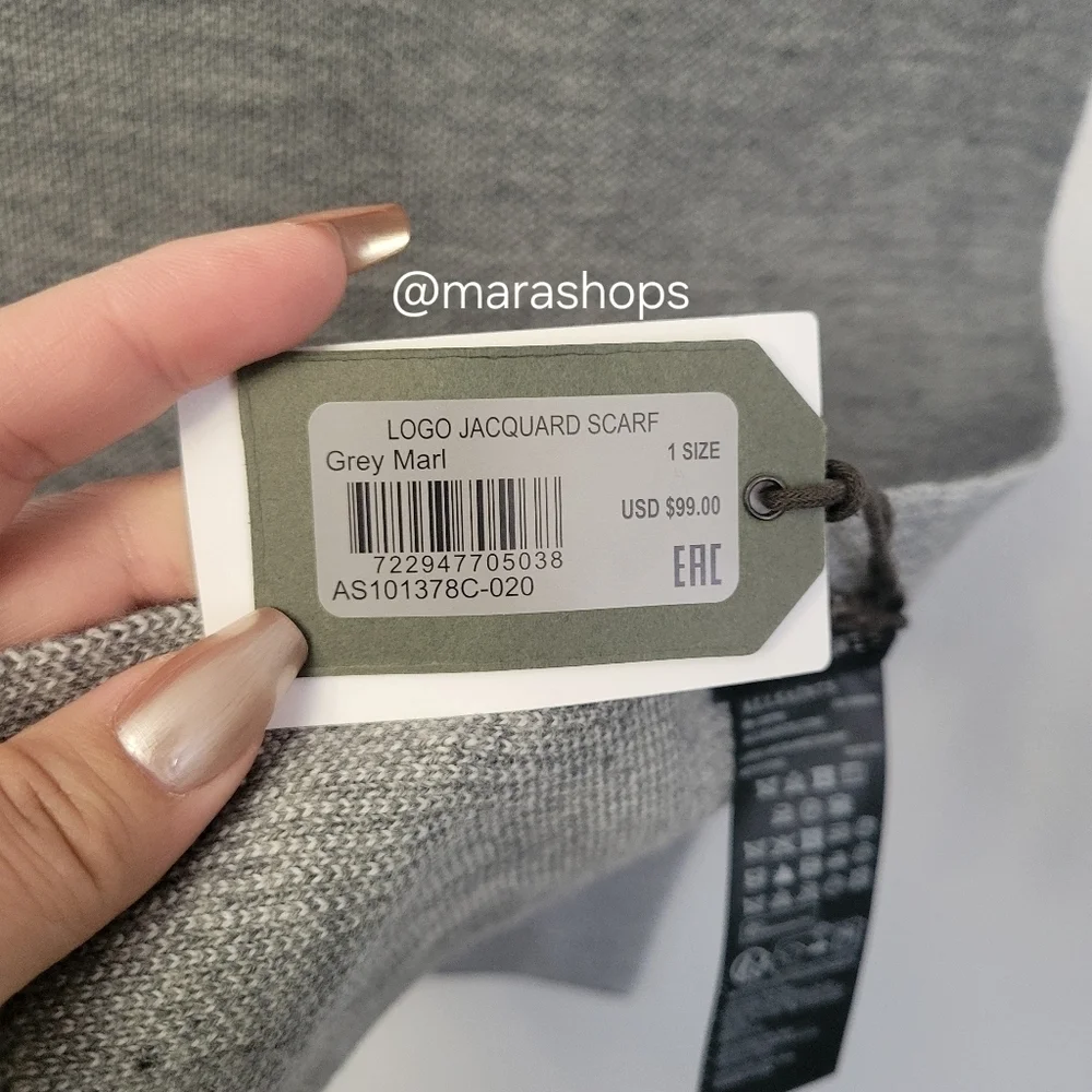 All Saints Gray Logo Jacquard Scarf